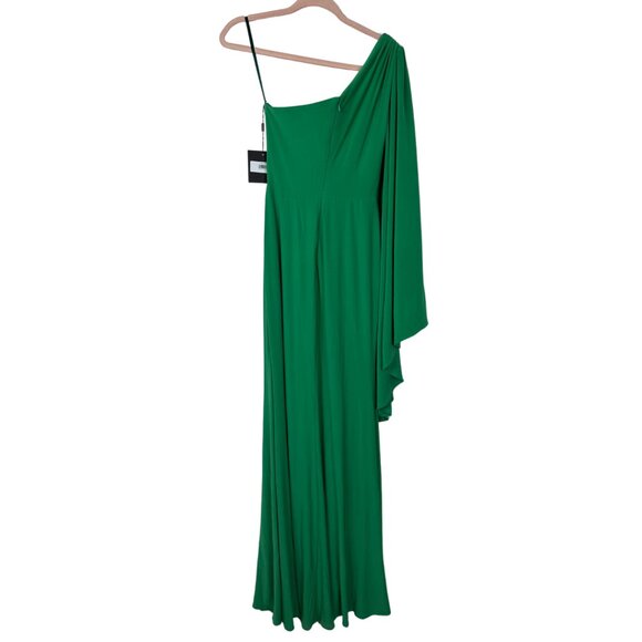 NWT Mac Duggal One Shoulder Gown with Center Fabric Detail Spring Green 2 #A0099 - Picture 3 of 6